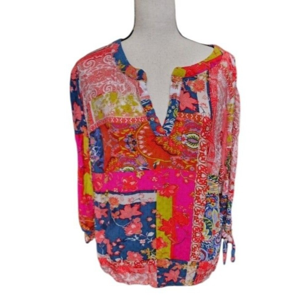 Jones New York Rayon Boho Blouse Plus Size 2X Colorful Cool